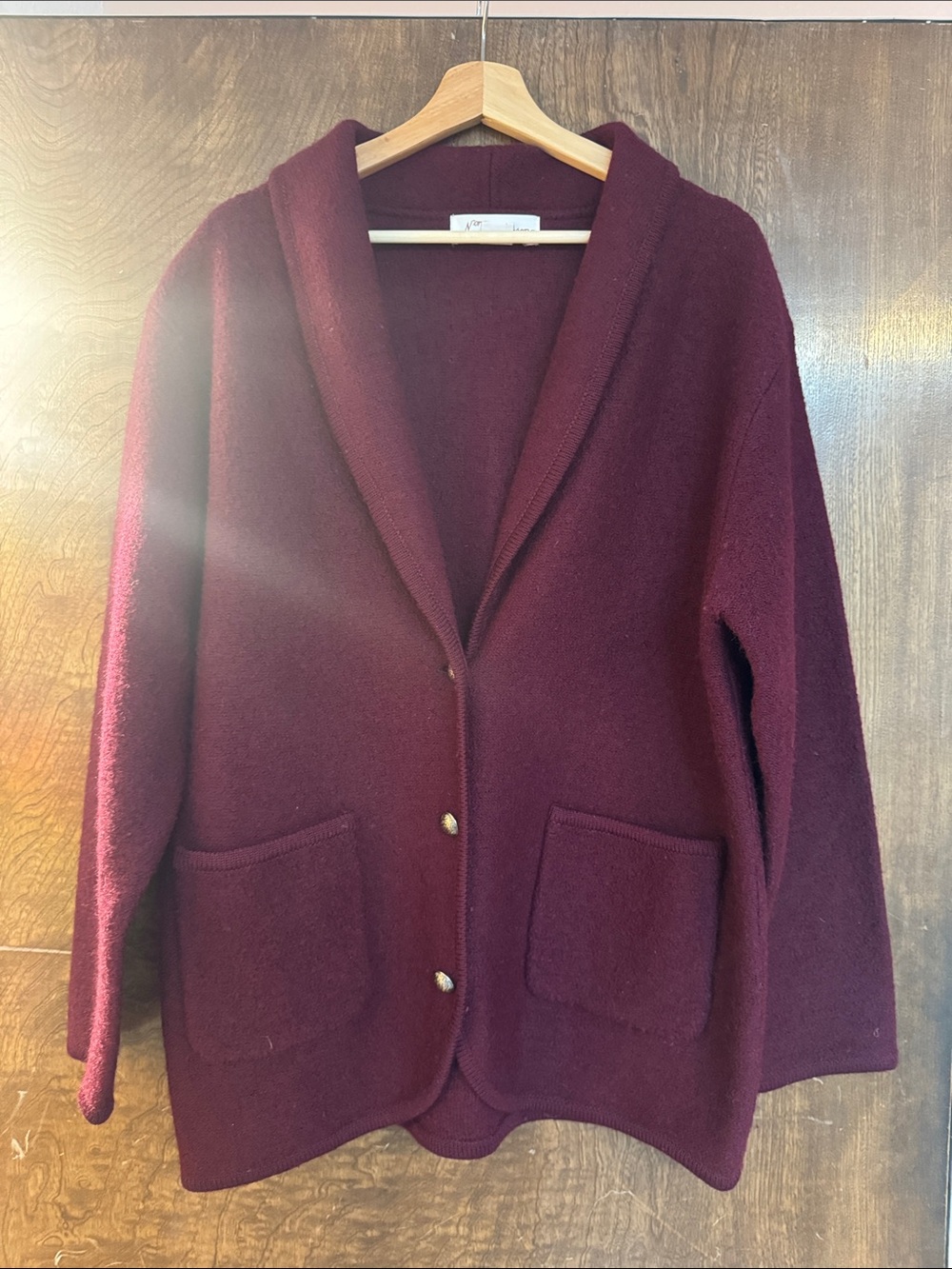 Norm Thompson Shawl Collar Cardigan in Burgundy Wine